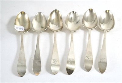 Lot 300 - Six 18th century Irish silver tablespoons, each crested, the crest of the Ireland family