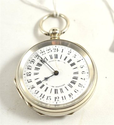 Lot 306 - A silver pocket watch with and unusual 24-hour dial display