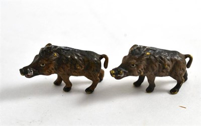 Lot 323 - Two cold painted bronze models of wild boar