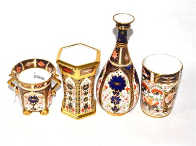 Lot 344 - Four Royal Crown Derby Imari pattern items including three small vases and a twin handled...