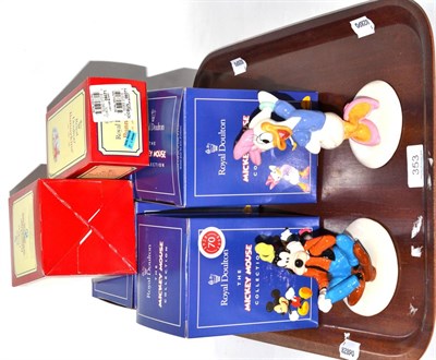 Lot 353 - Six Royal Doulton Mickey Mouse figures and two Bunnykins figures