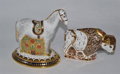 Lot 354 - A limited edition Royal Crown Derby paperweight 'The Show Pony' and another Royal Crown Derby...