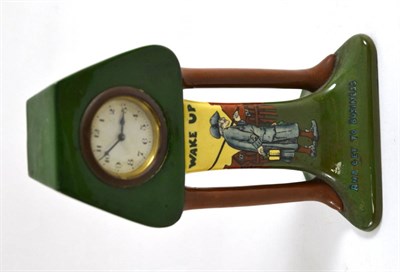 Lot 370 - A Foley pottery Intarsio mantel timepiece, circa 1897-1900, designed by Frederick Rhead, titled...