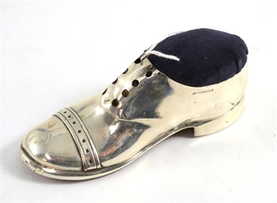 Lot 376 - A silver pin cushion in the form of a boot