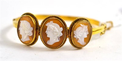 Lot 388 - A cameo bangle, stamped 9ct