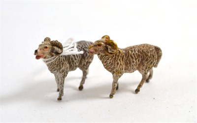 Lot 394 - Two cold painted bronze models of mountain sheep