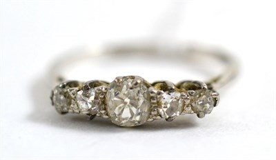 Lot 414 - An old cut diamond five stone ring