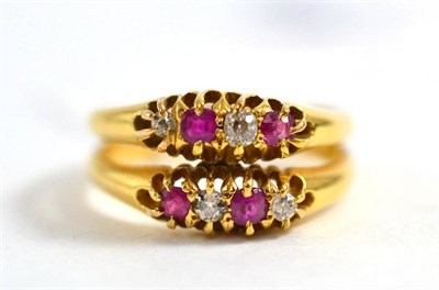 Lot 419 - 18ct gold ruby and diamond double ring