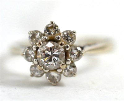 Lot 420 - A diamond nine stone cluster ring, total estimated diamond weight  0.73 carat approximately