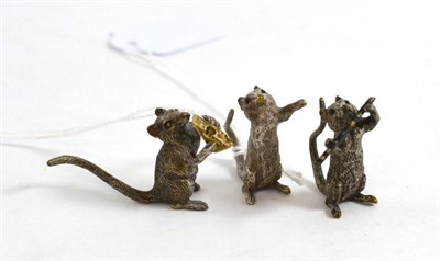 Lot 442 - Three cold painted bronzes of mice