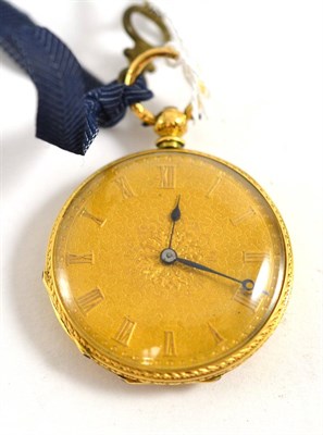 Lot 475 - Lady's fob watch, case stamped '18k'