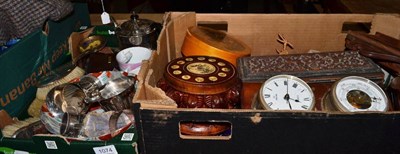 Lot 1074 - Two boxes of collectables including silver, treen etc