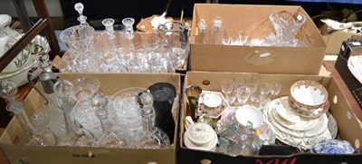 Lot 1096 - A quantity of glass including decanter, claret jug, vases, drinking glasses, rinsers, ice...