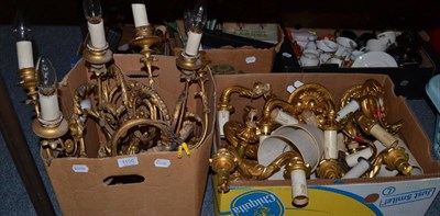 Lot 1100 - A quantity of gilt metal and gilt composition wall sconces