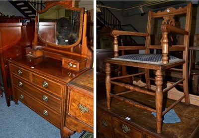 Lot 1141 - An Edwardian inlaid dressing table and a mahogany double bedstead