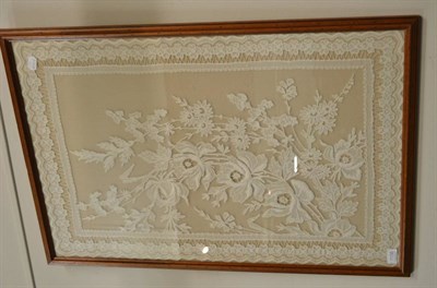 Lot 1156 - A framed lacework panel