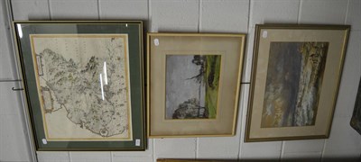 Lot 1159 - A map of galloway, four prints and two watercolours