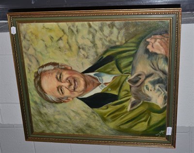 Lot 1160 - Amy Cliffe, 'The Vet' oil on board, James Herriot interest