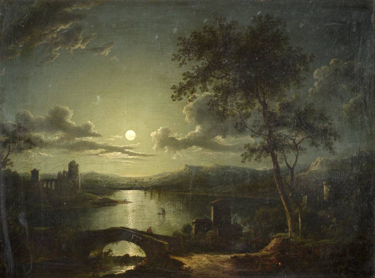 Lot 546 - Sebastian Pether (1790-1844) Nocturne river landscape  Inscribed and dated 1832 (transcribed...