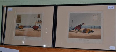 Lot 1197 - A set of four cock fighting prints, hand coloured, Henry Alkin