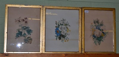 Lot 1198 - Three watercolours of flowers