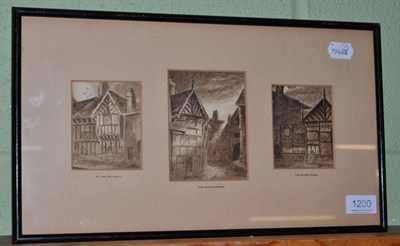 Lot 1200 - Three sketches framed as one ";In long Millgate";, ";The Poets Corner"; and ";The Seven Stars"