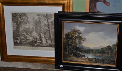 Lot 1231 - A set of four black and white engravings together with a pair of prints