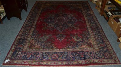 Lot 1239 - A Bidjar carpet, Iranian Kurdistan, the raspberry field with central medallion framed by...