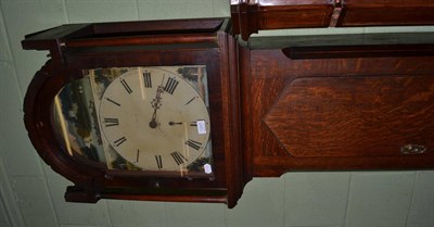 Lot 1247 - An oak thirty hour longcase clock, arch painted dial, inscribed Hexham