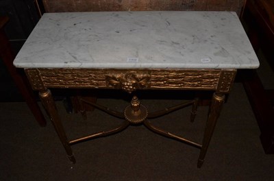 Lot 1302 - A gilt wood side table with marble top