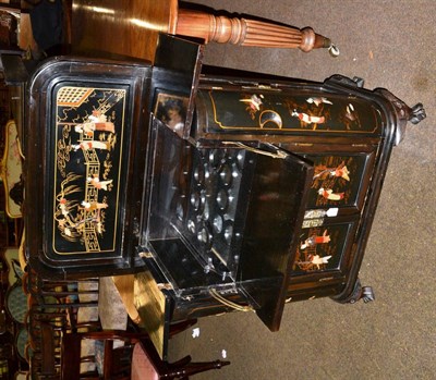 Lot 1305 - An early 20th century inlaid chinoiserie drinks cabinet