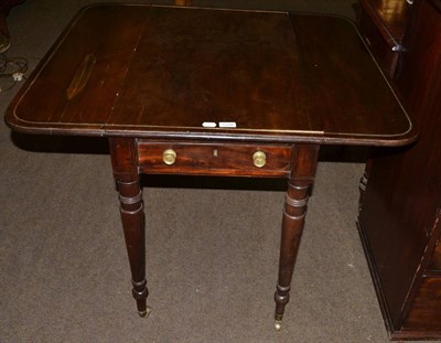 Lot 1338 - A 19th century brass inlaid mahogany Pembroke table