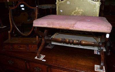 Lot 1341 - A Georgian mahogany dressing mirror with shield shaped plate and a Victorian rosewood cross...