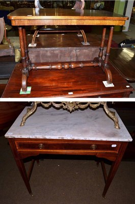 Lot 1345 - An Edwardian marble top washstand and a Victorian walnut window table (2)