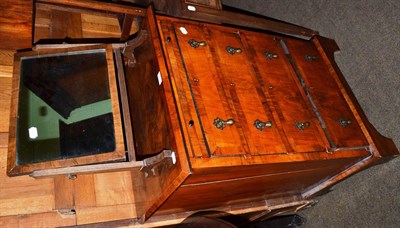 Lot 1361 - A walnut dressing chest with brushing slide and a small mahogany crutch frame toilet mirror