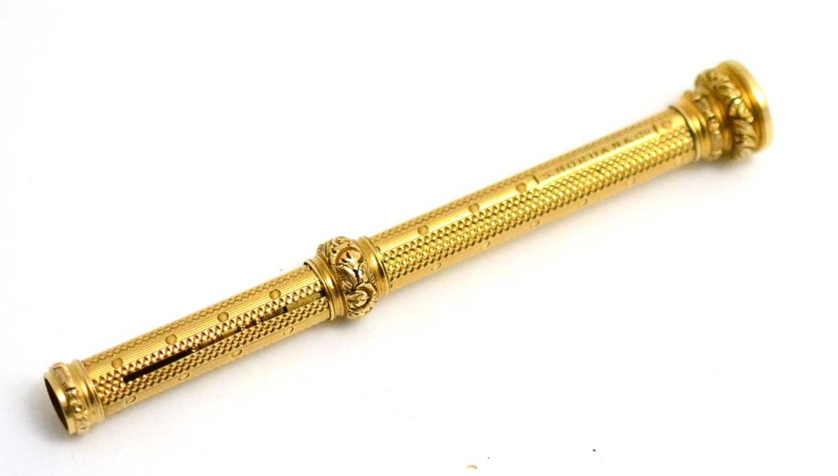 Lot 10 - A gold coloured pencil stamped S Mordan & Co