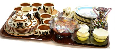 Lot 55 - A Belgian Boch Kimono pattern tea service, crested china, collector's plates and mixed ceramics