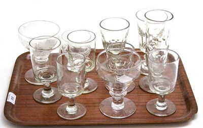 Lot 64 - Etched and cut glass rummers, etc