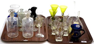 Lot 69 - Collection of assorted antique glassware including an 18th century single series opaque twist...