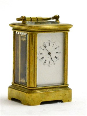 Lot 120 - A miniature brass carriage timepiece, circa 1890