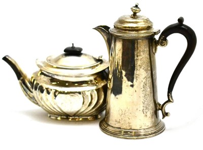 Lot 125 - Silver teapot and hot water pot