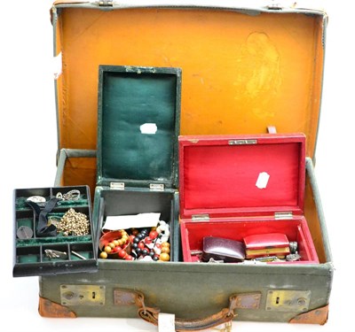Lot 132 - Naval suitcase with various jewellery etc