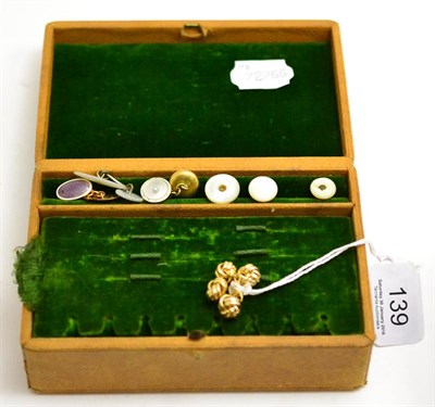 Lot 139 - Assorted odd cufflinks, dress studs and buttons in a box
