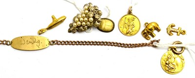 Lot 172 - A small quantity of jewellery including, a St Christopher charm, a St Antoine charm, an...