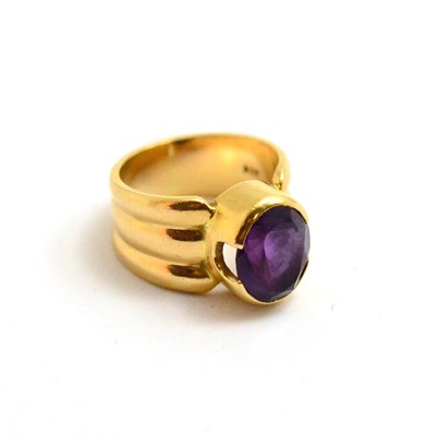 Lot 181 - An amethyst ring, stamped 9ct