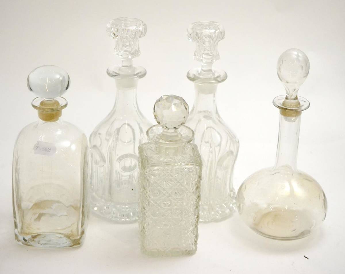 Lot 195 - Five glass decanters
