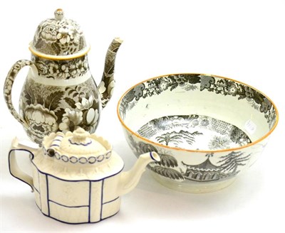 Lot 206 - A boy and buffalo bowl, a Castleford teapot and coffee pot