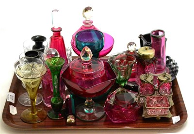 Lot 207 - Cranberry scent bottles and other coloured glassware