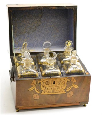 Lot 217 - Georgian inlaid six decanter spirit box