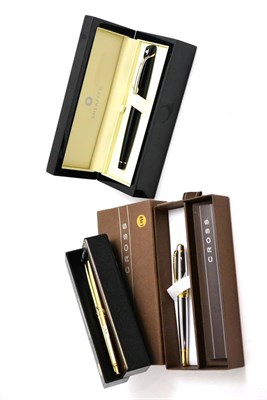 Lot 245 - A Sheaffer fountain pen, a Cross rollerball pen and a Papermate pen set